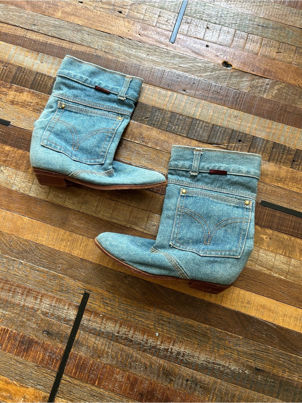 Vintage Temptations Denim pocket Jeans Boots - Classic Western Style